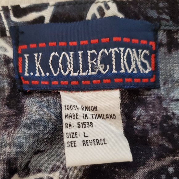 I.K. COLLECTIONS | Women's blue & white shell print swimwear wrap cover. Size L. - Picture 4 of 5